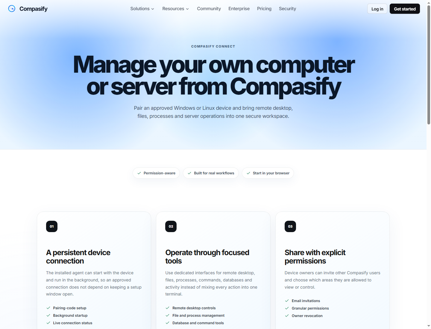Compasify Connect device management product screenshot