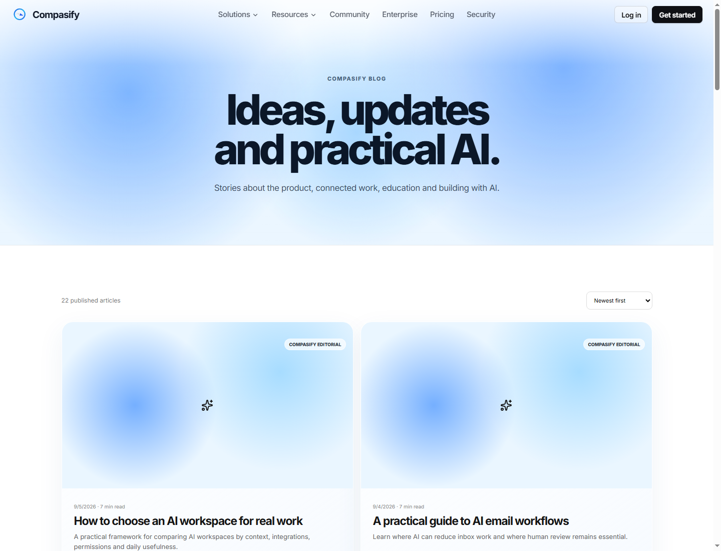 Compasify editorial blog product screenshot